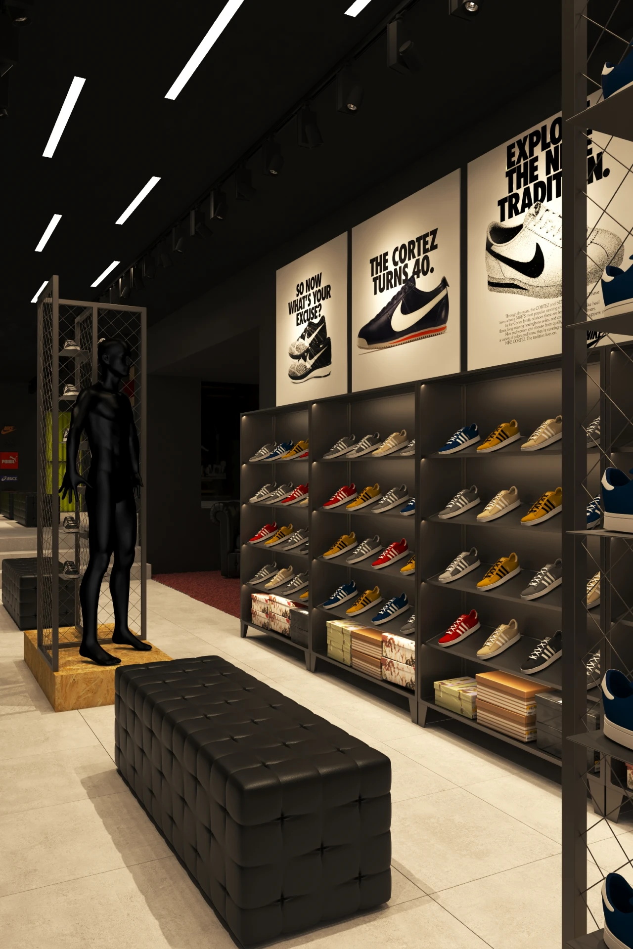 header interior design sneakershop korydallos magazi rouxa