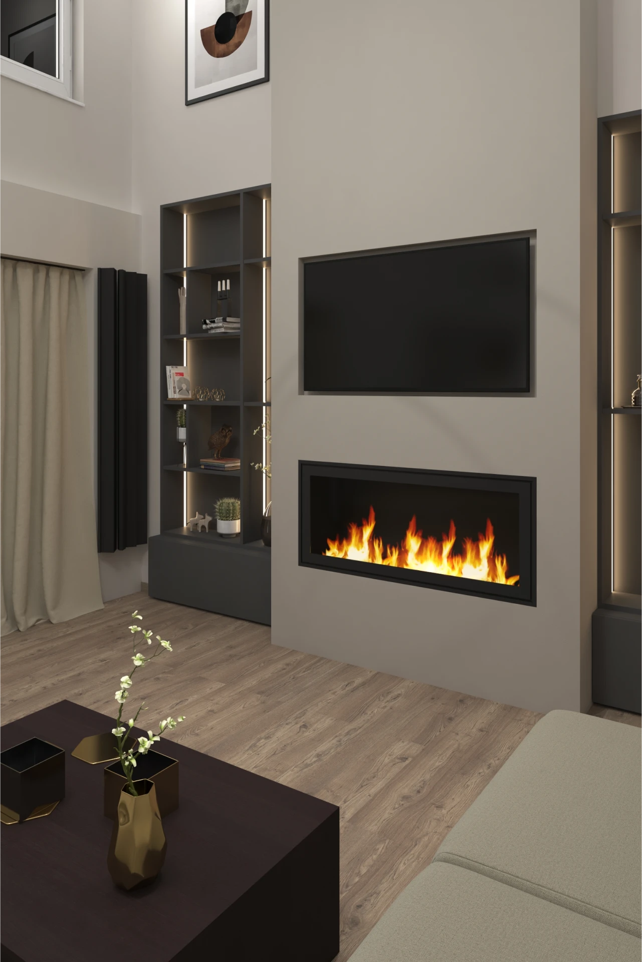 interior deign andreas arsenis alimos fireplace